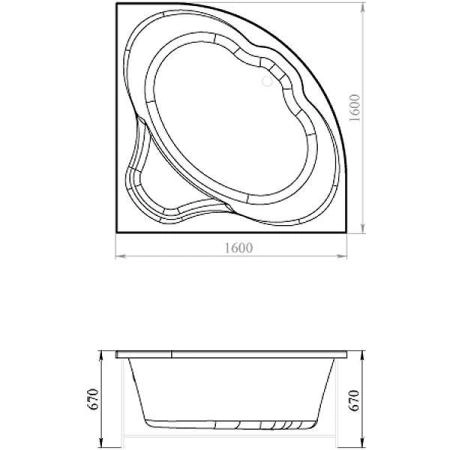 Ванна Aquanet Santiago 160x160 без гидромассажа