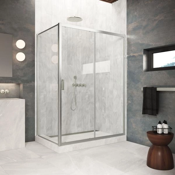 Душевой уголок Vegas-glass ZP+ZPV Protec 115*85 04 01  профиль никель  стекло прозрачное