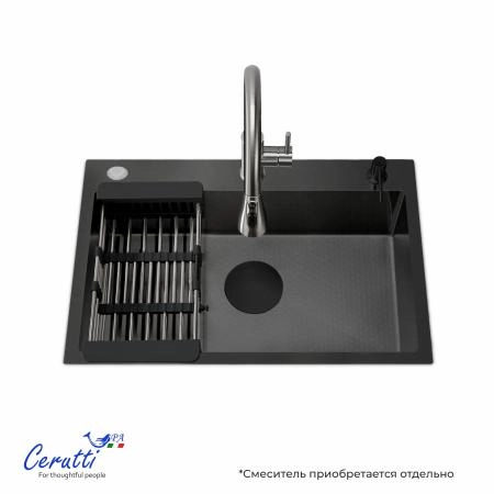 Кухонная мойка CeruttiSPA ГЛОРИЯ (GLORIA) 60B nano black (графит) из нержавеющей стали (600х500х220)