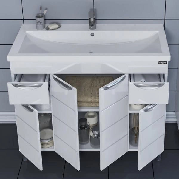 Тумба под раковину СаНта Родос 100 206016 напольная, цвет белый