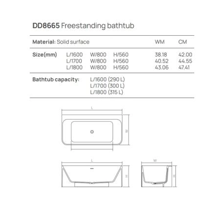 Dea Design Modern Ванна 170x80xh56см, отдельностоящая, цвет: белый