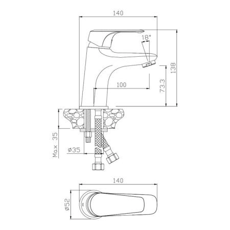 Смеситель OLIVES Evora 33100EV для раковины,хром