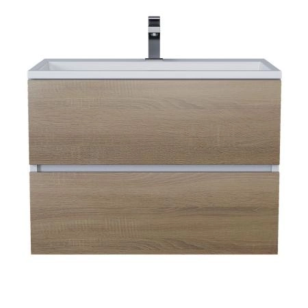 Тумба с раковиной Uperwood Barsa 70 см, раковина белая, подвесная тумба белая/дуб сонома