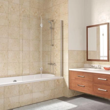 Шторка на ванную Vegas-glass E2V LUX 120 08 01 R, профиль глянцевый хром, стекло прозрачное