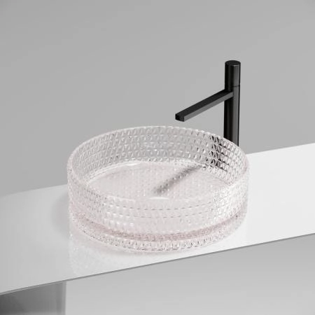 Умывальник чаша накладная круглая (цвет розовый) Cristal 360x360x112мм