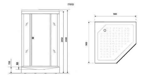 Душевая кабина Niagara Luxe NG-7701DG (900x900х2100) низкий поддон (15см) стенки ЗОЛОТО