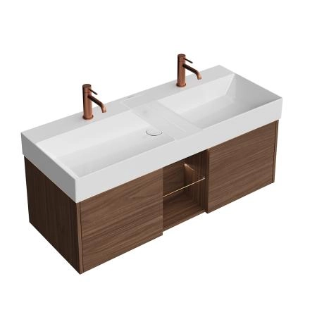 Тумба Kerama Marazzi GRANDE ГРАНДЕ GR.120.2\SNUT подвесная 120, 2 ящика + открытая зона, структурированный орех