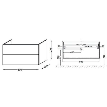 Тумба под раковину Jacob Delafon VOX EB2028-RA-442 80 см цвет серый антрацит