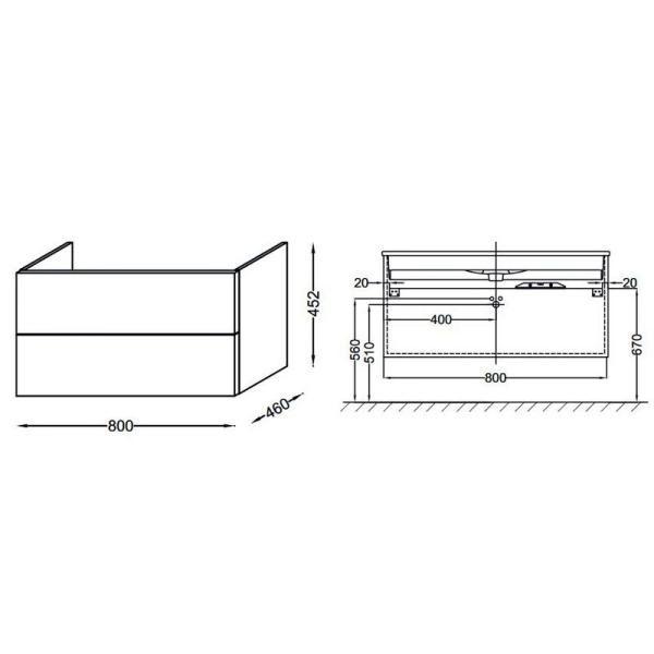 Тумба под раковину Jacob Delafon VOX EB2028-RA-442 80 см цвет серый антрацит