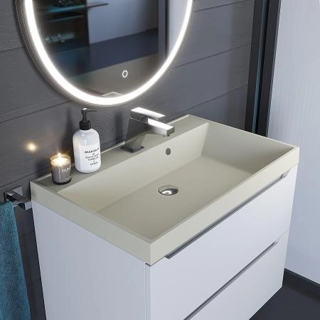 Раковина кварцевая Uperwood Classic Quartz 70 см, бежевая матовая, лён