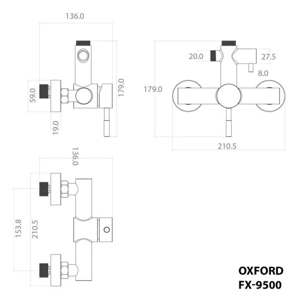 Душевая система FIXSEN OXFORD FX-9500B, черная