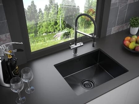 Кухонная мойка Paulmark ISAR PM805951-GM вороненая сталь 590х510мм нерж. Сталь