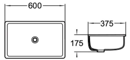 Раковина SantiLine SL-3006 60x37,5 подстольный керамическая Белый