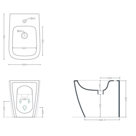 Artceram A16 Биде напольное 36х52 см, 1 отверстие, saniglaze, цвет: белый матовый