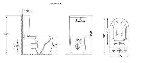Унитаз Grossman GR-4446S (680*375*810) напольный  с тонкой крышкой