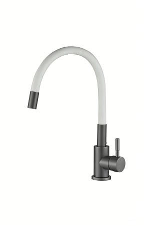 Cмеситель для кухни Ceruttispa Атэна GG-W (ATENA GG-W) из нержавеющей стали, цвет графит, излив белый