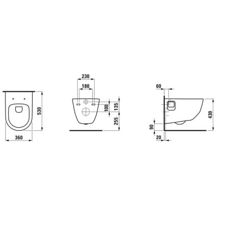 Laufen Pro Подвесной унитаз 53x36x34.5см., безободковый, цвет: белый