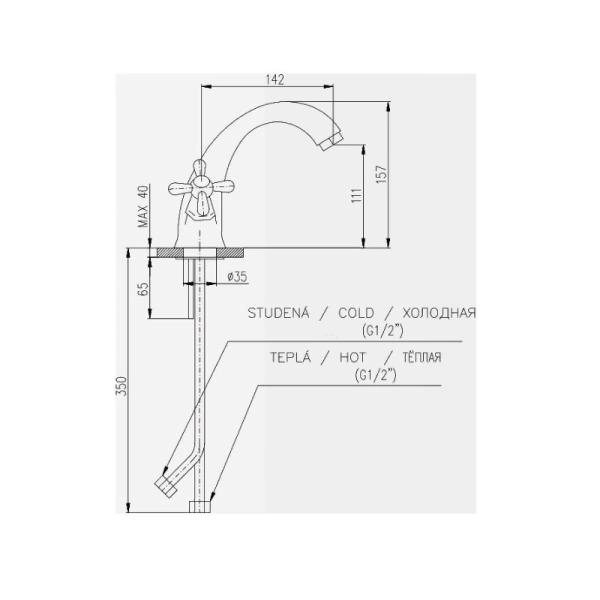 Смеситель Rav Slezak MORAVA RETRO MK428.5SM для раковины, цвет Бронза