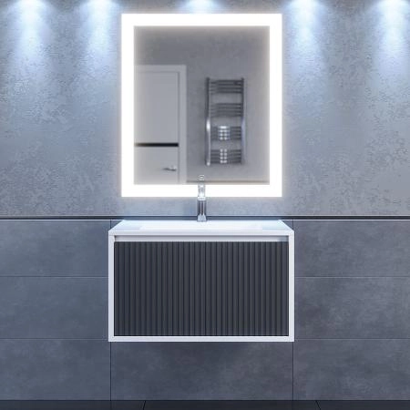 Тумба под раковину Uperwood Next Premium подвесная, 70 см, белая/графит, 1 ящик