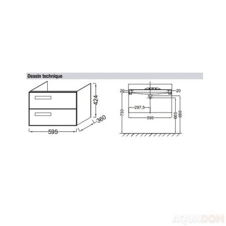 Тумба под раковину Jacob Delafon RYTHMIK EB1300-E70 60 см арлингтонгский дуб