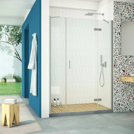 Душевая дверь Vegas-glass AFP-F Retta 160 07 01 R, профиль матовый хром, стекло прозрачное