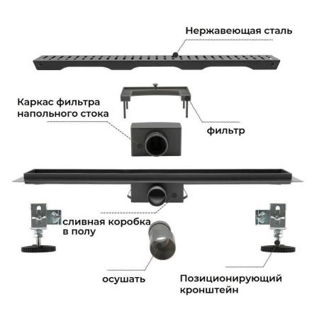 Душевой трап Gappo G86007-39 Оружейная сталь 600 мм