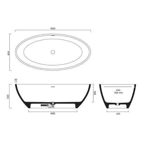 Catalano Solid Ванна отдельностоящая 165x80хh52см, с переливом, сифон в комплекте, цвет: Lino Satinato