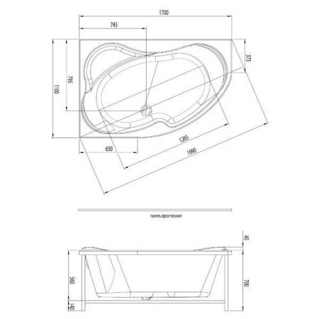 Ванна Aquanet Capri 170x110 без гидромассажа левая