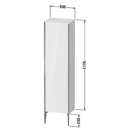 Duravit XViu Шкаф подвесной 50x36x177см с 3 стеклянными полками, 1 дверь, (петли слева), цвет: champagne matt/white high gloss