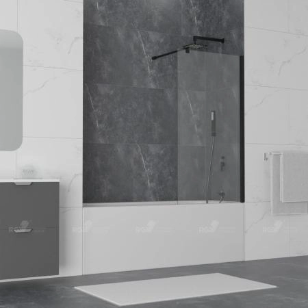 Шторка на ванну RGW Screens SC-050B 60 см прозрачное Черный неподвижная 351105006-14