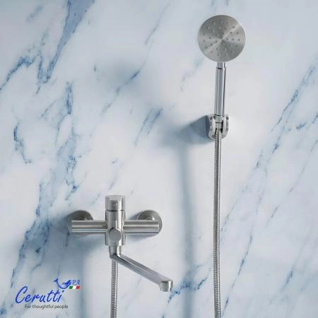 Смеситель для ванны Ceruttispa Овидио VXLBN (OVIDIO VXLBN) из нержавеющей стали, цвет матовый никель