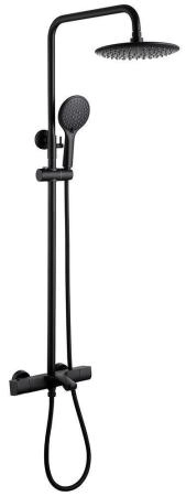 Душевая система ABBER Thermostat AF8516B с термостатом и изливом, черная матовая