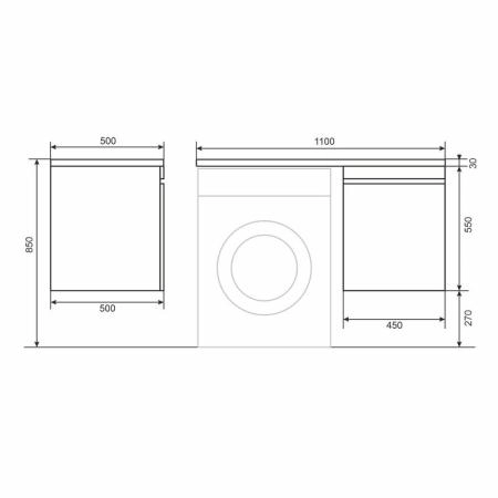 Тумба под стиральную машину Uperwood Magenta, 50 см, подвесная, белая, выдвижной ящик