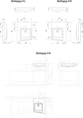 Умывальник Ravak BE HAPPY II левый белый с переливом XJAL1100001