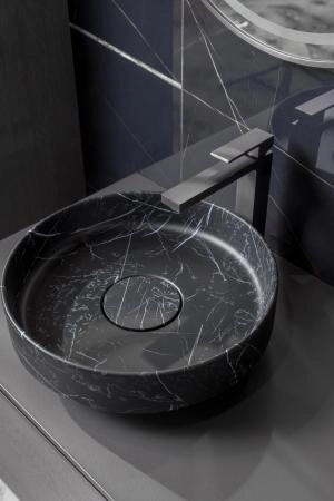 Раковина накладная Boheme SOLE Corian 400*130 Nero Marquina 801-NM