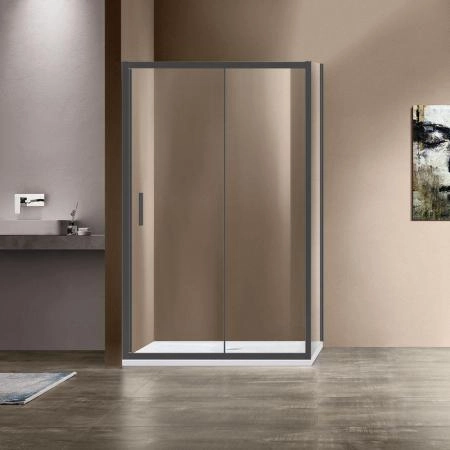 Душевой уголок Vincea Garda VSR-1G1015CLB, 1500*1000, черный, стекло прозрачное