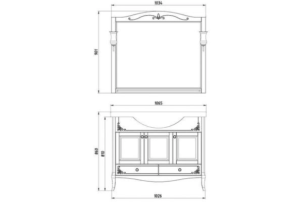 Зеркало ASB-Woodline Салерно 105 антикварный орех