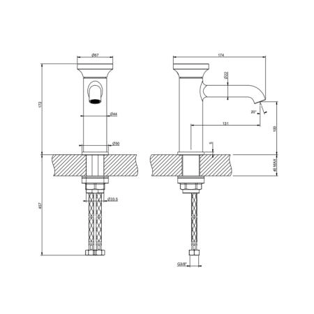 Gessi Origini Смеситель для раковины, на 1 отв., с донным клапаном, цвет: Finox Brushed Nickel