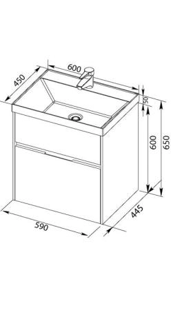 Тумба под раковину Aquanet Латина 60 цвет белый 2 ящика