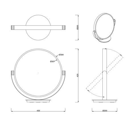 Decor Walther Club Vanity Косметическое зеркало 43см, настольное, увел. 5x, цвет: черный матовый / хром