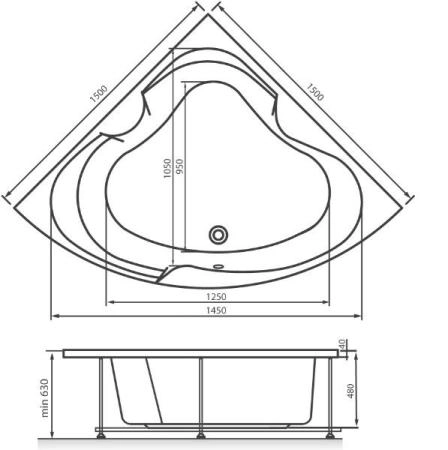Акриловая ванна Vayer Iryda 150x150