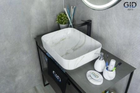 Раковина Gid Mnc190 50x39 на столешницу камень глянцевая