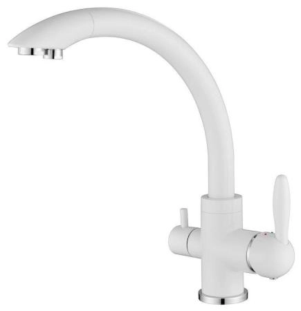 Смеситель для кухни Paulmark ESSEN, белый матовый, две воды, Es213001-431