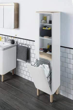 Шкаф пенал VitrA Sento  60842 40 см с корзиной для белья матовый белый МДФ