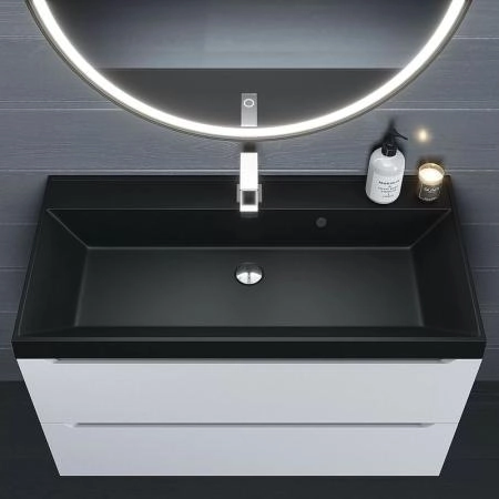 Раковина кварцевая Uperwood Classic Quartz 100 см, черная матовая, уголь
