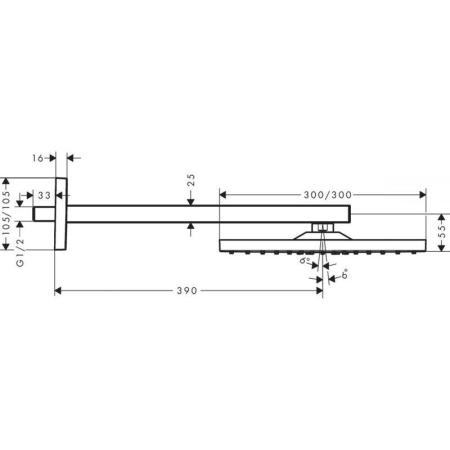 Hansgrohe 26239000 Raindance E Верхний душ 300х300 мм, 1 режим RainAir, бок. кроншт.390 мм, EcoS, хром