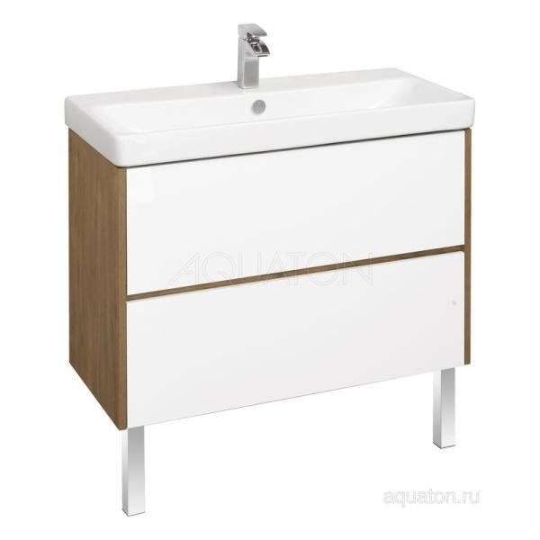 Тумба под раковину AQUATON Сканди 90 белая, дуб рустикальный 1A251901SDZ90