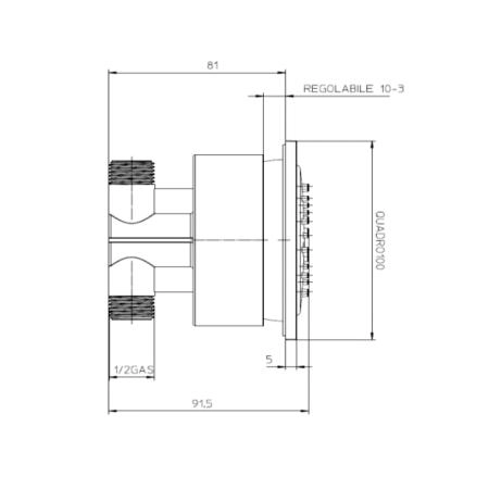 Bossini Cubic Reg Форсунка для душа 10х10см., настенная, поворотная, цвет: хром
