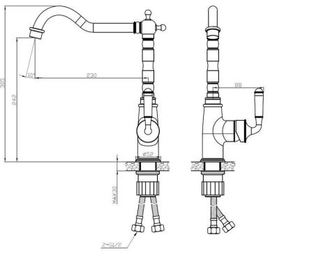 Смеситель для кухонной мойки ESKO Florence FR 03 B черный белый