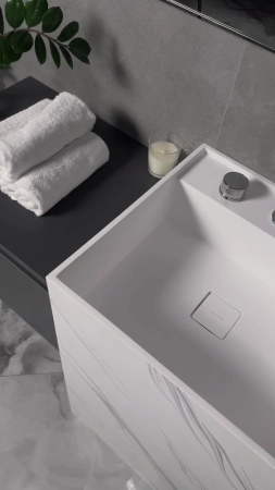 Раковина напольная Boheme Cube Corian 480*480*850 Calacatta 802-CLCT
